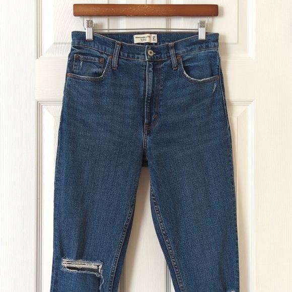 Abercrombie & Fitch Classic Distressed Medium Wash High Rise Skinny Jeans 28 - Picture 2 of 14